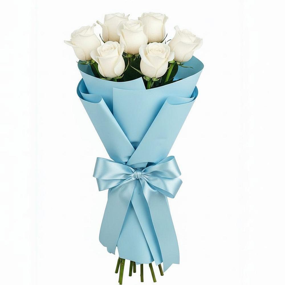 Букет 7 белых роз Проуд в Советском Ханты-Мансийского АО