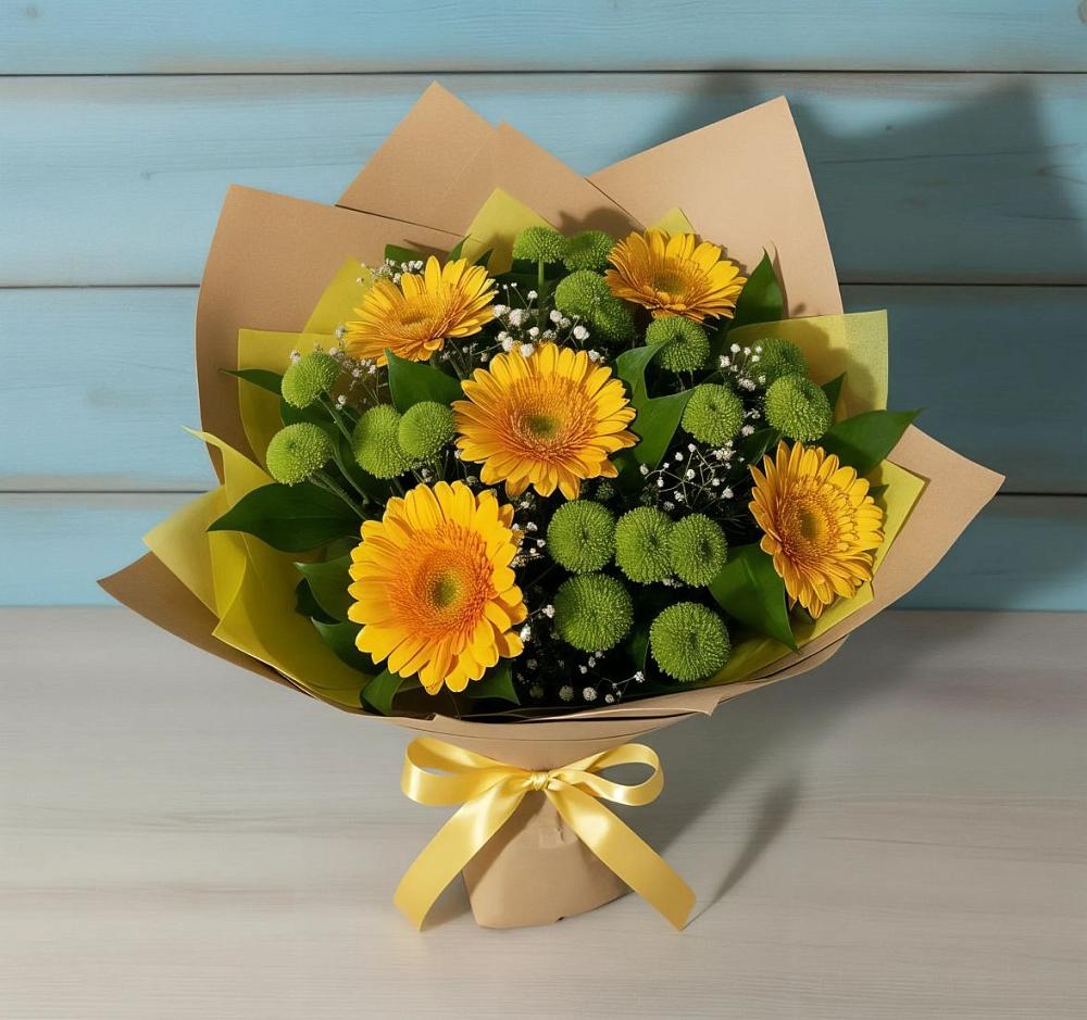 Букет цветов из: Герберы и Хризантемы в Советском Ханты-Мансийского АО