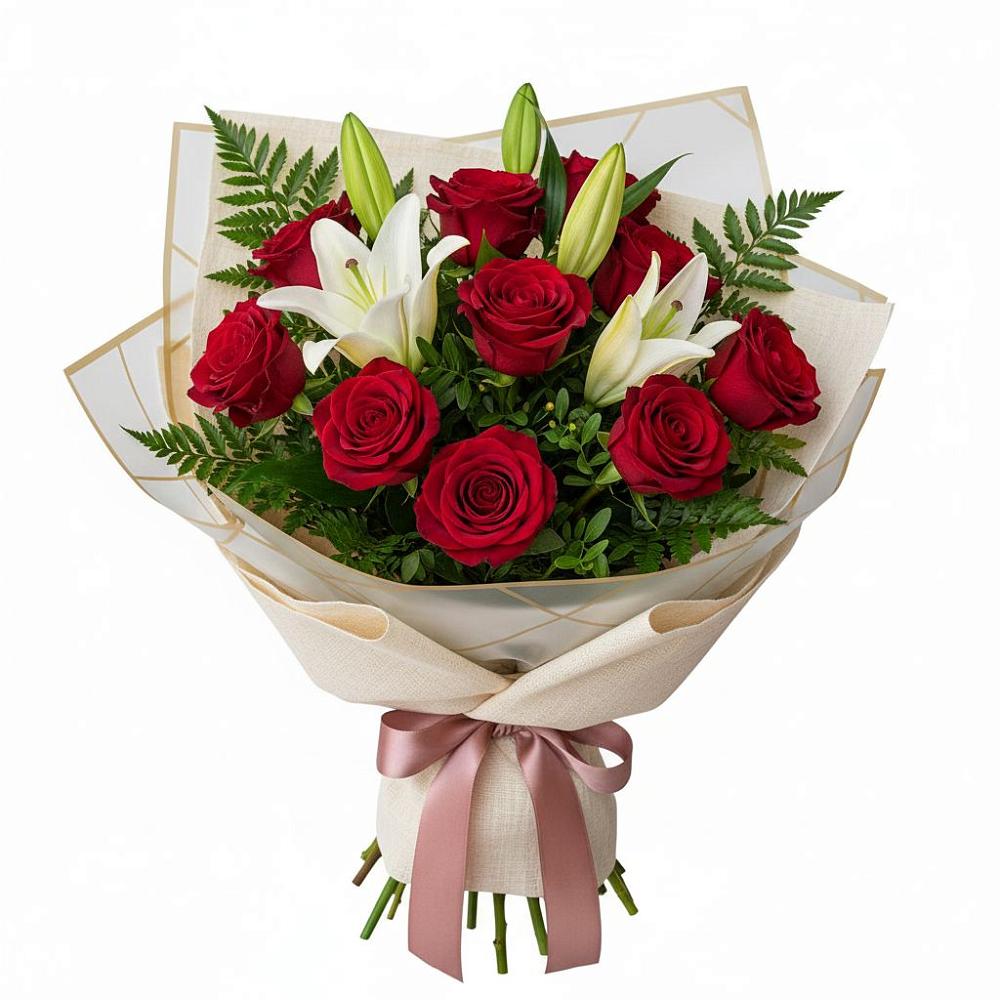 Букет цветов из: Лилии и Розы в Советском Ханты-Мансийского АО