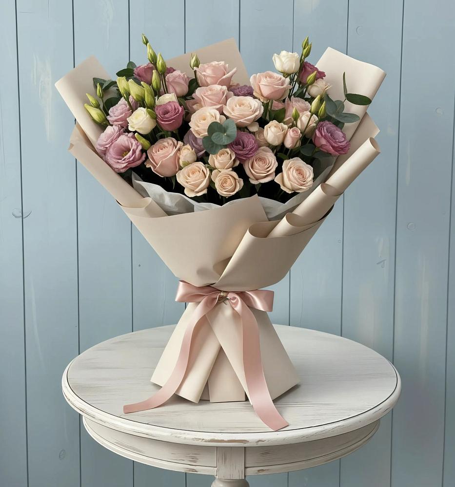 Букет цветов из: Розы и Лизиантусы в Советском Ханты-Мансийского АО