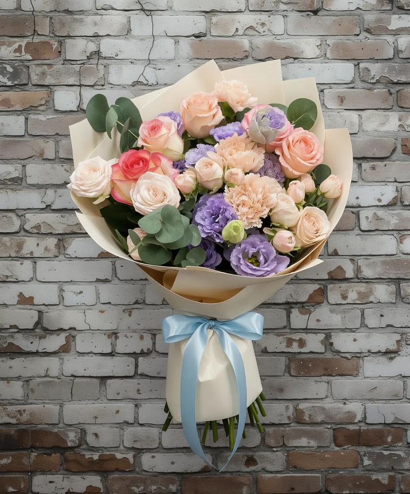 Букет цветов из: Розы, Лизиантусы и Гвоздики в Советском Ханты-Мансийского АО