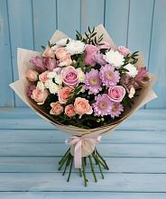 Букет цветов из:  Хризантемы, Розы и Альстромерии в Советском Ханты-Мансийского АО