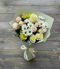 Букет цветов из:  Альстромерии, Розы и Хризантемы в Советском Ханты-Мансийского АО